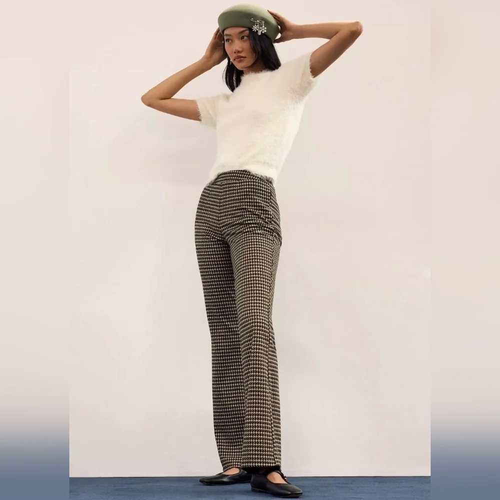 Avec Les Filles Black and White Checkered Flare Pants Size 6 High Waist Neutral - Picture 4 of 14